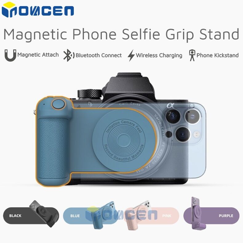 INOVAGEN Magnetic Phone Selfie Grip Stand,Camera Handle Photo Bracket,Smart Bluetooth Mobile Phone Anti-shake Selfie Device,Magnetic Desktop Wireless Charging Support