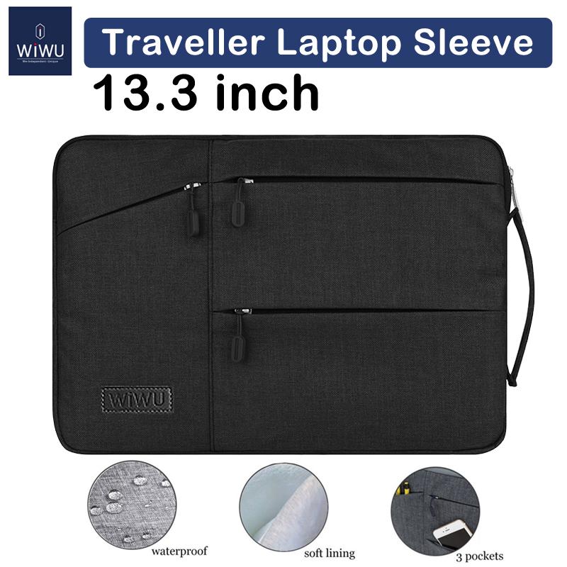 WIWU Black Traveller 13 13.3 inch Laptop Sleeve Case Bag Pouch for Apple Macbook Pro Air  Surface Lenova Dell