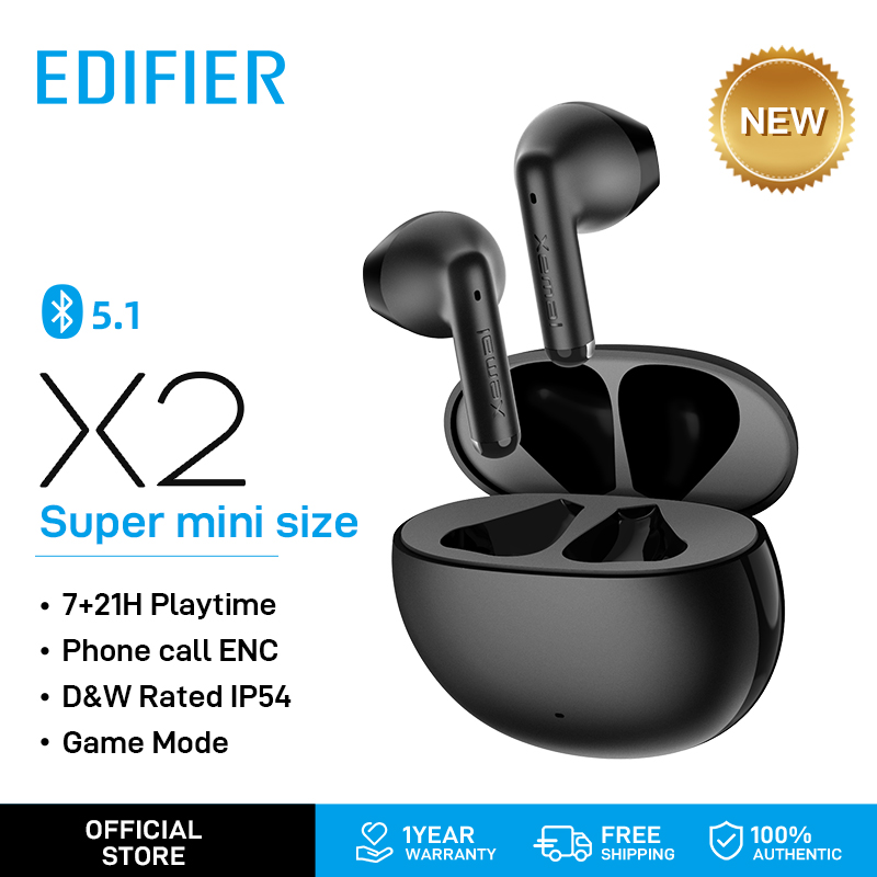 Edifier X2 TWS Earbuds Wireless Earphones voice assistant 13mm driver touch control up to 28 hrs playtime Game Mode Bluetooth 5.1