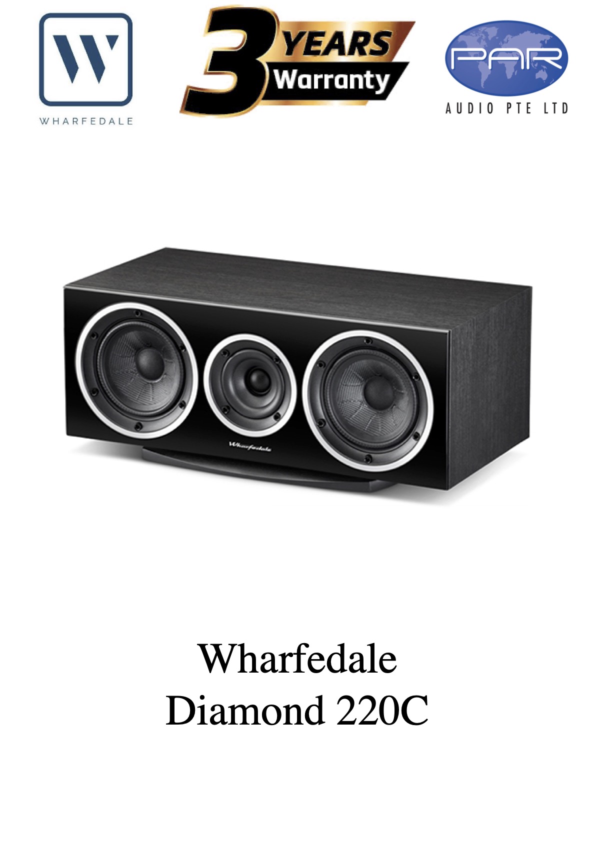 WHARFEDALE DIAMOND 220C (BLACK), CENTER SPEAKER, 3 YEARS WARRANTY
