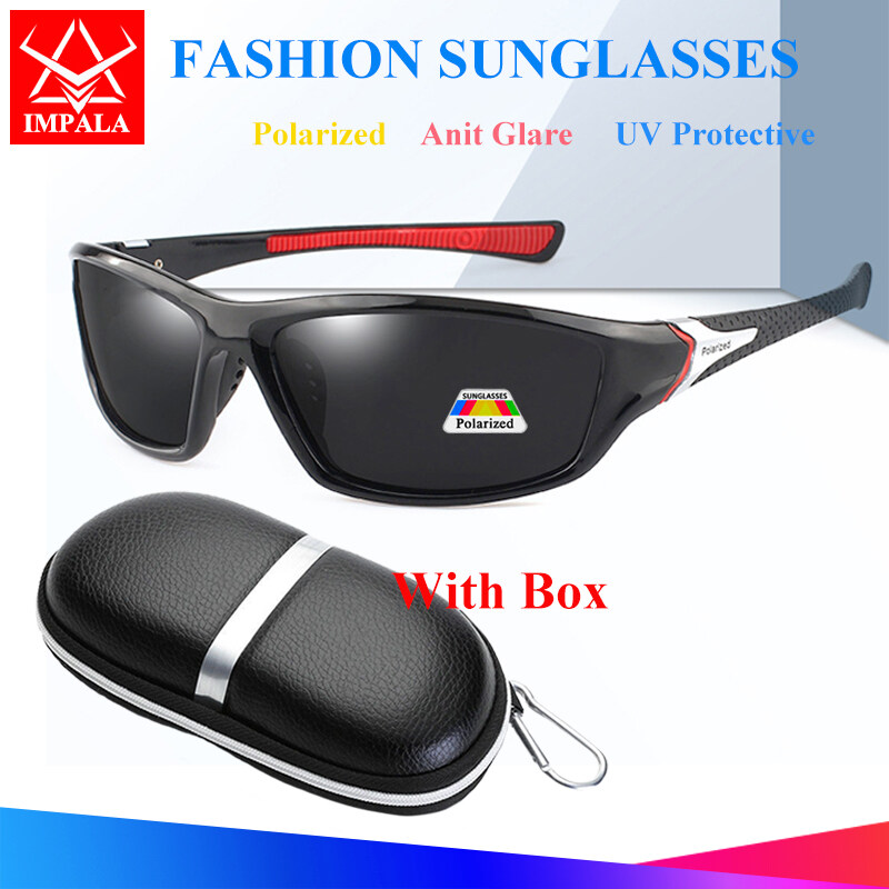 IMPALA PG1608L Fashion Polarized Sunglasses for Men and Women Sports Eyewear Cool Style Polarized Cycling Sunglasses Aviator Driving Fishing Sun Glasses with Box