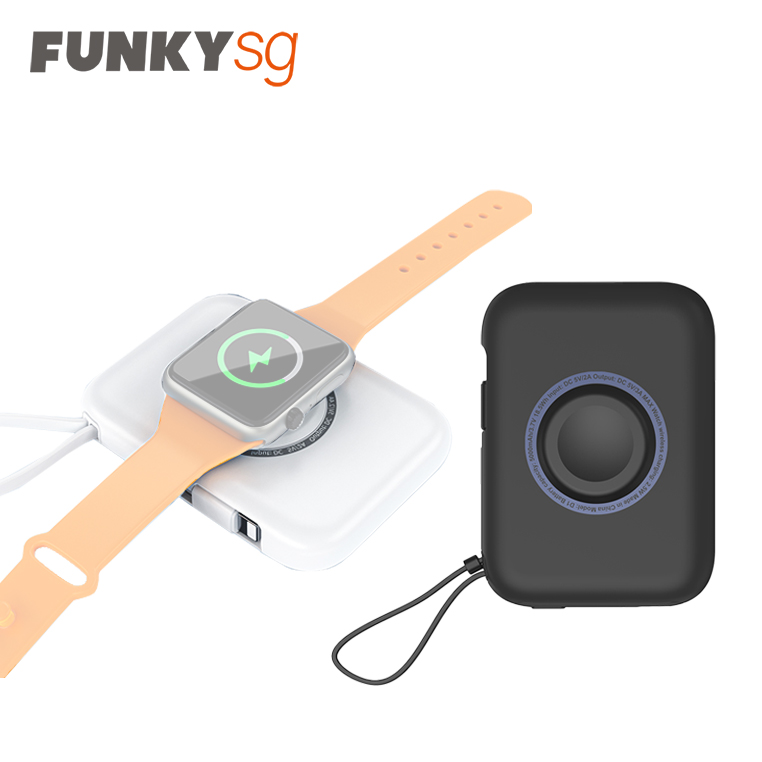 3in1 Power Bank 5000mAh Wireless Portable Watch Charger for SmartApple Watch Series Magnetic Charger Powerbank Battery with Built in Cable