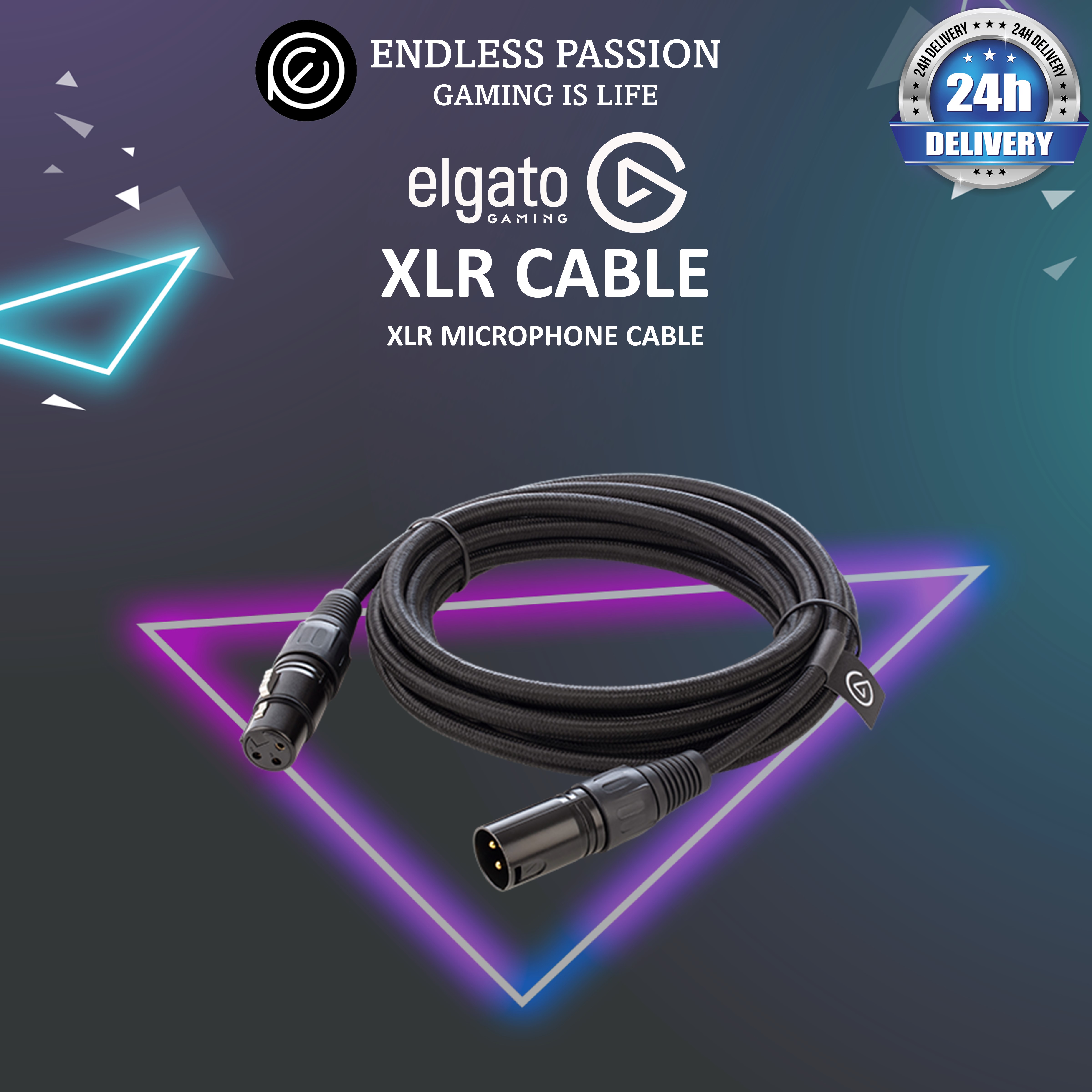 Elgato XLR Microphone Cable – Shielded Microphone Cable for Studio Recording and Live Production, Gold-Plated Pins, Male to Female, for Mic and Balanced Analog Line Levels, 10ft/3m