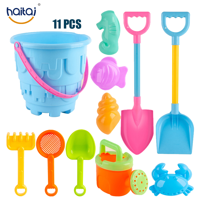 Haitai Summer Beach Toy 11PCS Sand Playing Water Toys Summer Outdoor Toy Children Beach Gift Set for Kids 2-12 Years Old
