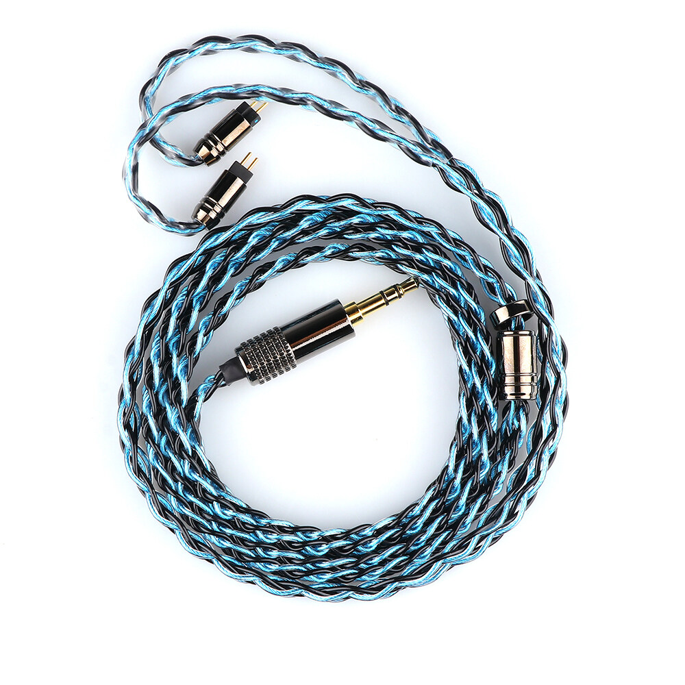 Tripowin Danube IEM Cable 8 Core Silver-plated OCC Copper + 32 Wire Braided Earphone Cable with PVC Outer Layer, 28 AWG Litz Structure for Audiophile KZ ZS10 PRO AS10 TINHIFI T2 QDC 2pin MMCX