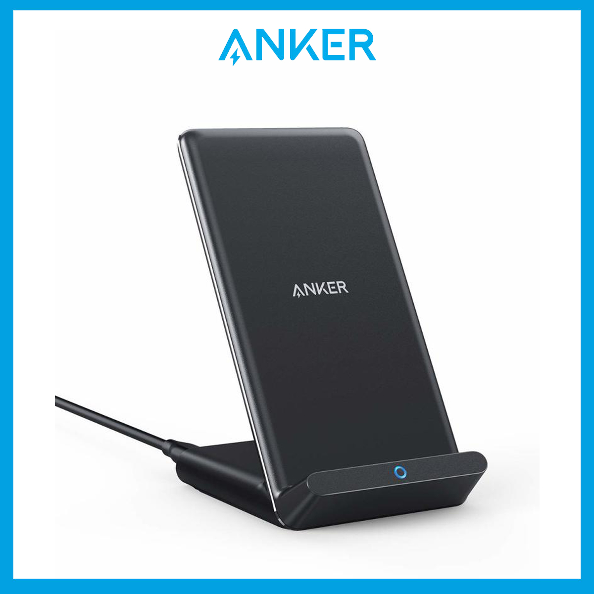 Anker PowerWave Stand Upgraded, Qi-Certified, 7.5W for iPhone 13/12/11/X, 8, 8 Plus, 10W for Galaxy S20 Series S10, Note 10 Note 9 (No AC Adapter)