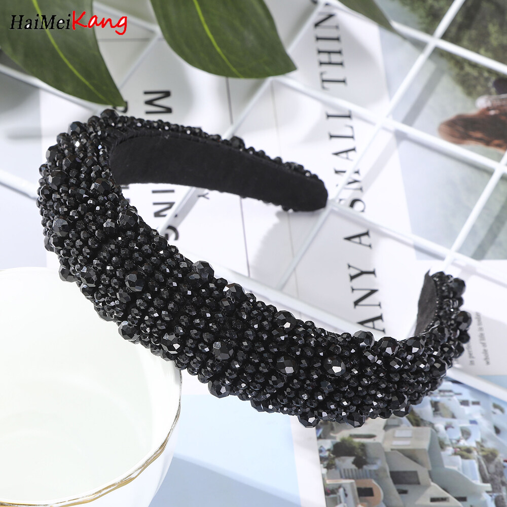 1Pc Headband Korean Rhinestone Wide Side Hair Band Headdress Cloth Luxury Hair Accessories for Women