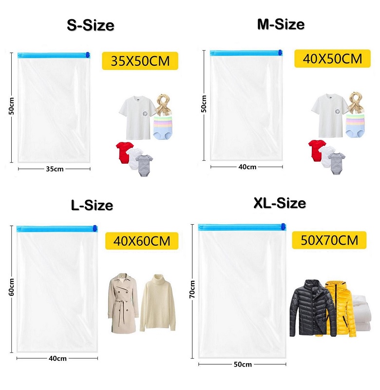 [SG Seller] 8 PCS Hand Roll Seal Bag Vacuum Storage Clothes Just Roll it by Hand Easily without vacuum - Stock in SG