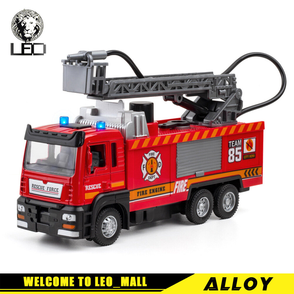LEO 1:32 Water spray fire-fighting ladder truck alloy model car for kids toys for boys toys for kids cars toys
