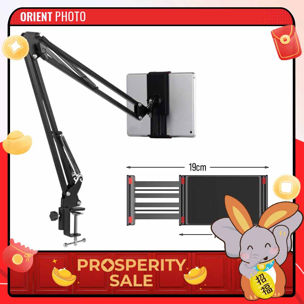 eDSLRs 70cm Lazy Adjustable Suspension Scissors Arm for iPad Pro Tablet Mobile Phone Holder Table Clamp Mount