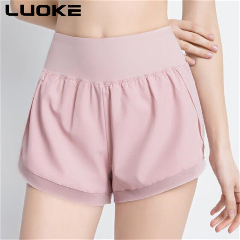 LUOKE Sport Shorts Women 2 In 1 Running Short Pants for Women Sports Shorts Women's Loose and Quick-drying Running Fitness Pants with Anti-glare High-waist Yoga Pants