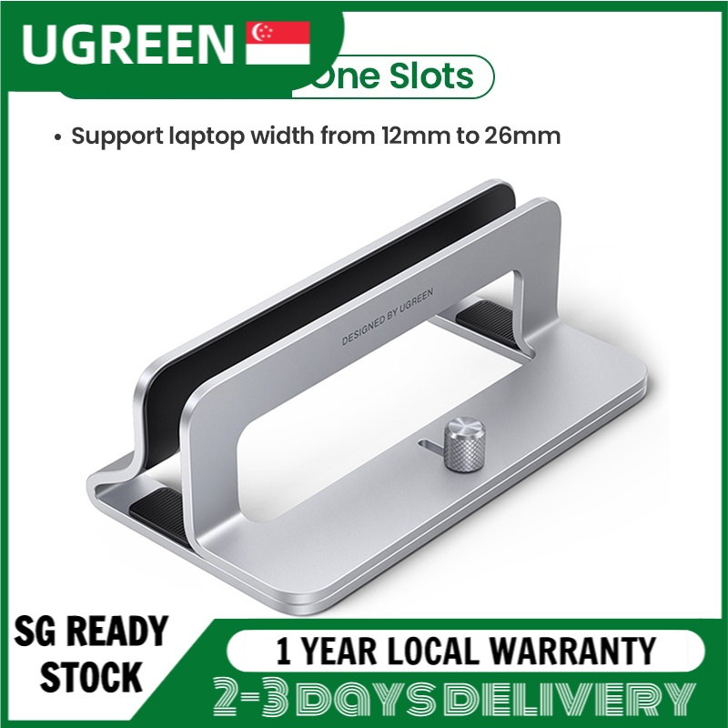 UGREEN 2 Slots Vertical Laptop Stand Holder Adjustable Aluminum Alloy For 26mm Width Laptops