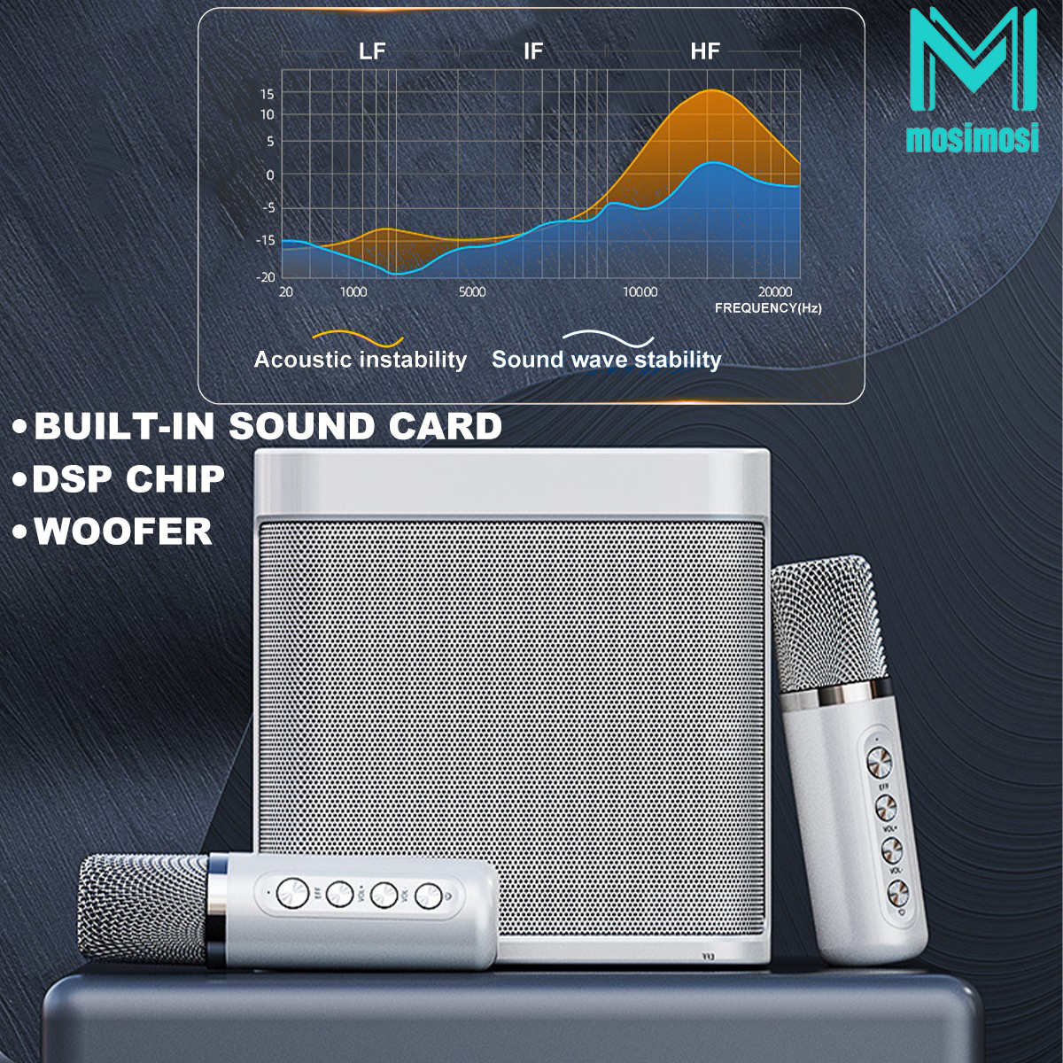 【Local sellers】YS203 Dual Microphone Rechargeable Long Time Portable Speaker Karaoke System