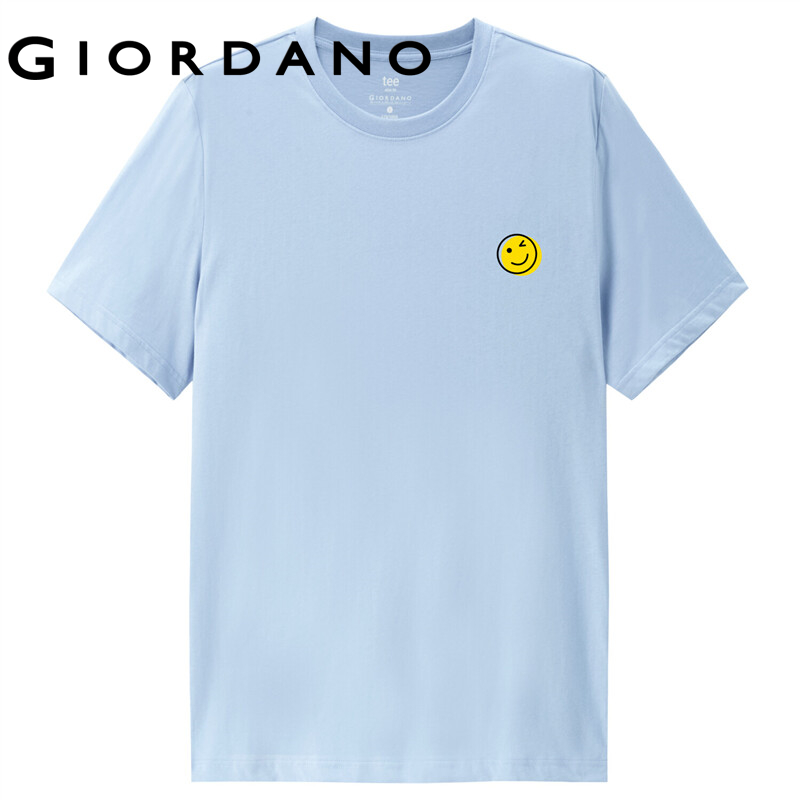 GIORDANO Men And Women Smile Series T-Shirts Short Sleeve Casual Summer T-Shirts Print Crewneck 100% Cotton T-Shirts 99392007