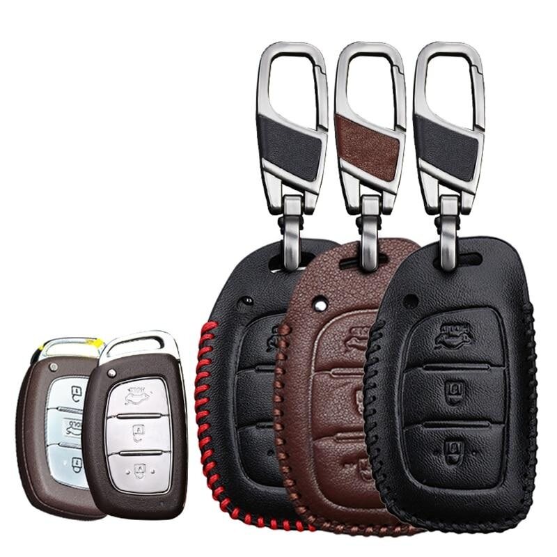 Genuine Leather Car Key Case For Hyundai i10 i20 i30 HB20 IX25 IX35 IX45 TUCSON Avante Key Cover Holder Car Accessories