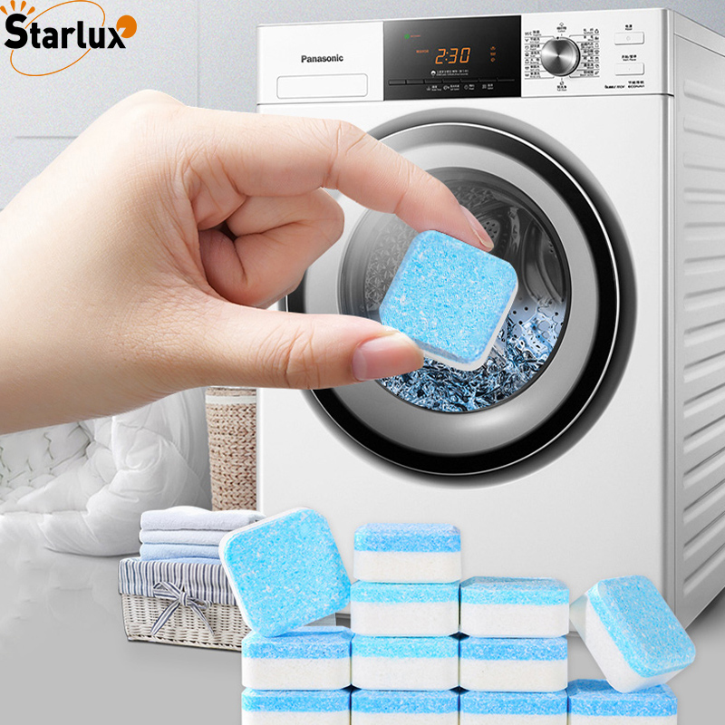 Starlux 12PCS Washing Machine Cleaner Effervescent Tablets Deep Cleaning Washer Deodorant Remove Stains Detergent for Washing Machine Cleaner Descaler Decontamination