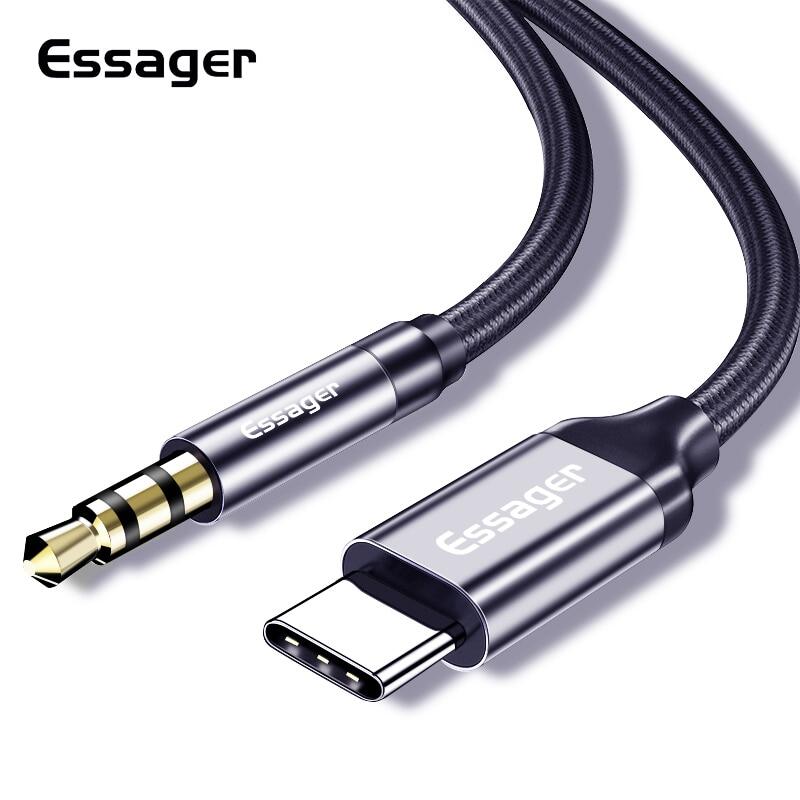 Essager USB Type C to 3.5mm Jack Male AUX Audio Cable Adapter For Headphone Headset Aux Cord For Samsung S10 S9 Huawei Xiaomi