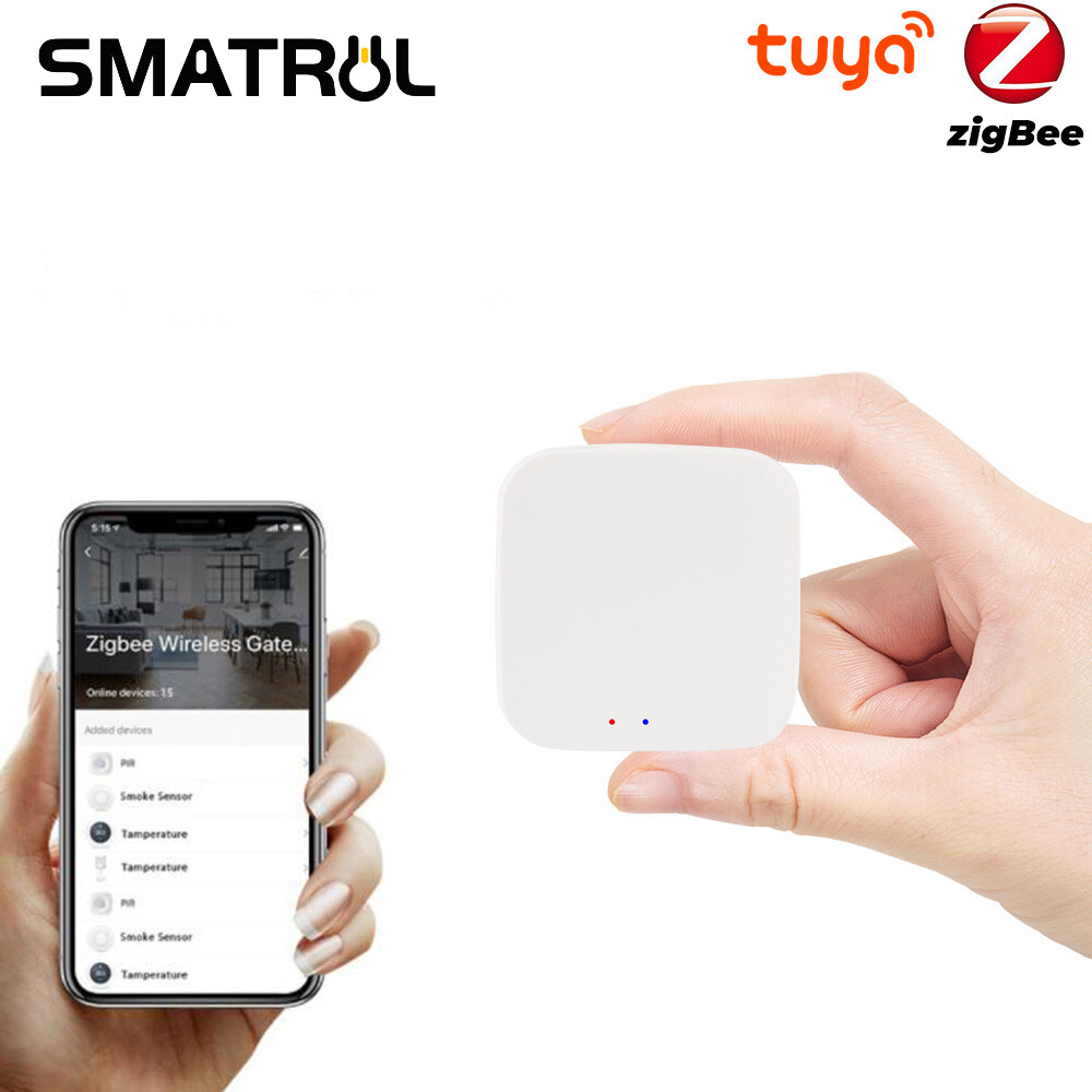 SMATRUL Tuya Gateway Smart Hub Bridge ZigBee 3.0 Mini Voice Control work For Alexa/Google Home