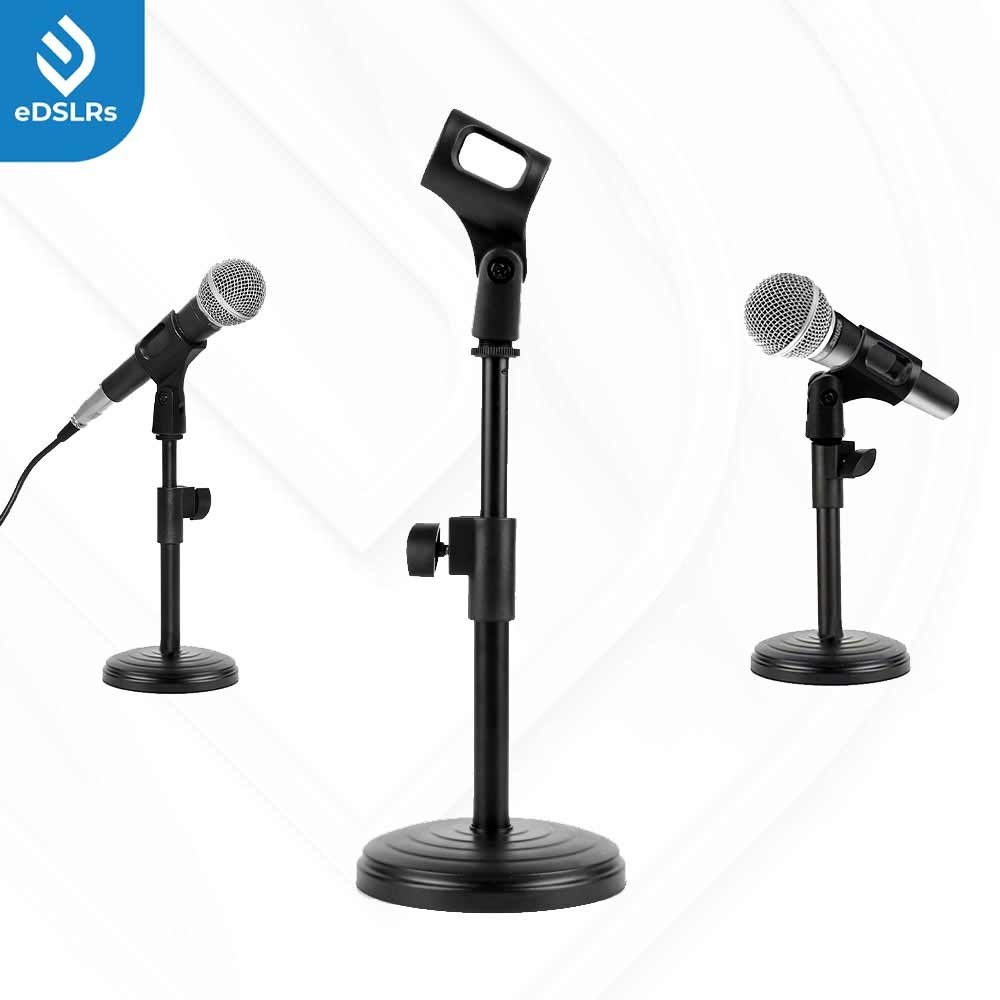 eDSLRs Adjustable Desktop Table Mic Stand with Round Base for Live or Zoom Meeting