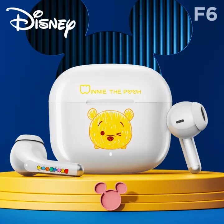 Disney F6 Bluetooth Earphone Wireless Earphone TWS Noise Canceling Bluetooth 5.1 Earbuds Waterproof Ear Phone HiFi Music Headphone With Mic Support Call Video IOS Android Universal