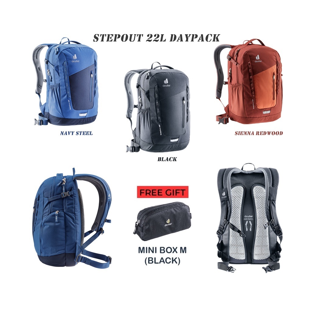 DEUTER STEPOUT 22L DAYPACK + FREE GIFT(Mini Box M Black)