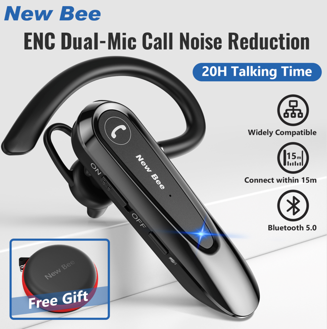 【New Arrival】New Bee LC-B45 Bluetooth Earphone Bluetooth 5.0 Wireless Earphones Smart Noise Reduction 20hrs Talking Time Waterproof Wireless Earbuds Bluetooth Headphones for Samsung S20 Huawei Xiaomi