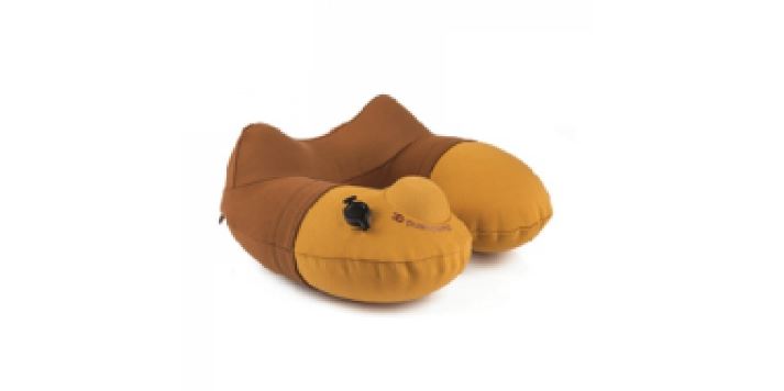 TravelMall 3D Inflatable Neck Pillow (Brown / Yellow)