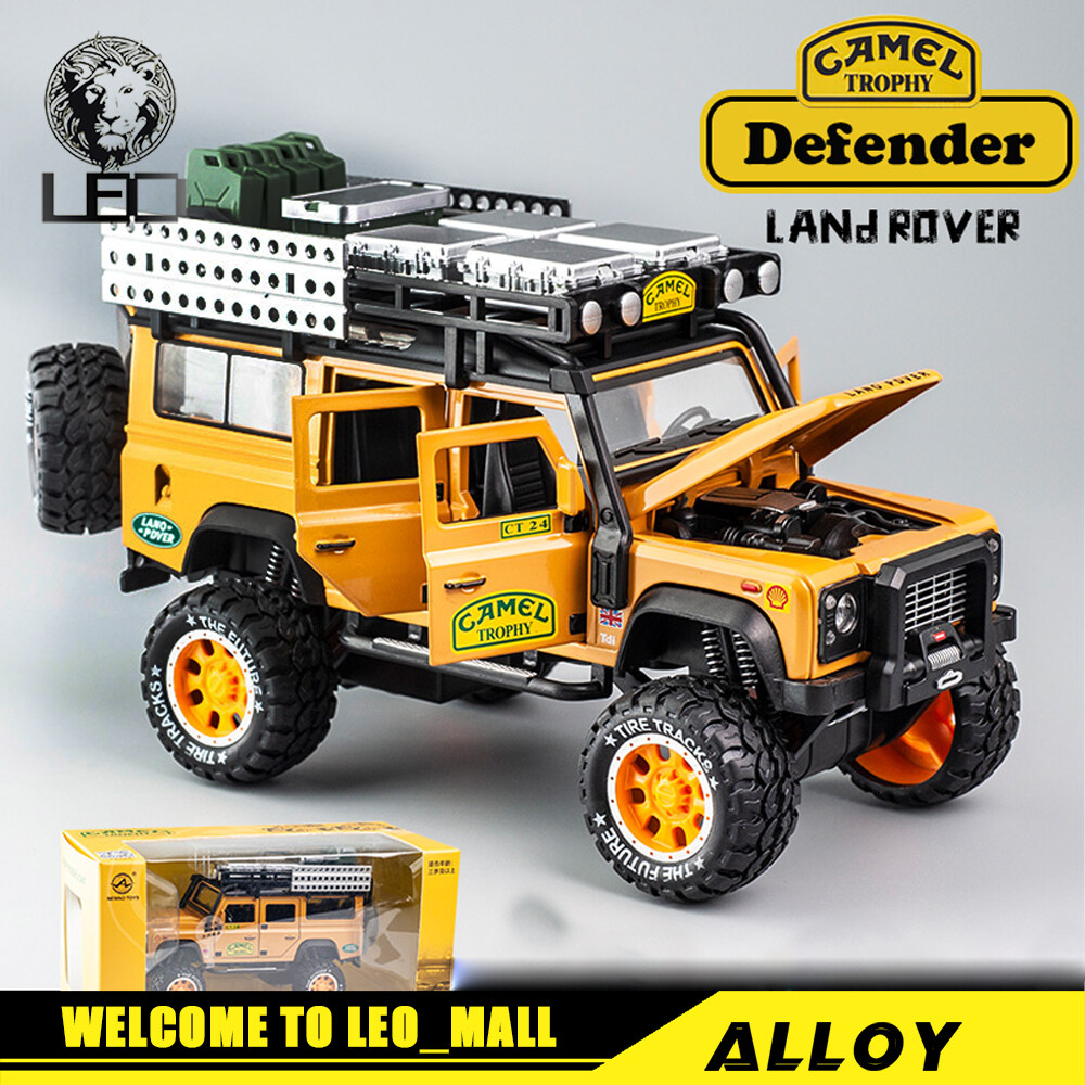 LEO 1:28 Land Rover Defender Camel trophy alloy model car big car monster truck toy for kids boys