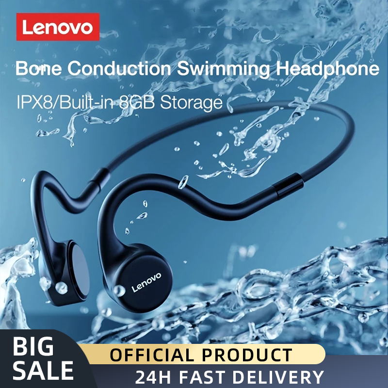 Lenovo X5 Bone Conduction Headphone IPX8 Waterproof For Sports Swimming Diving Outdoor Events With Micphone Built-in Storage 8G MP3 Music Player