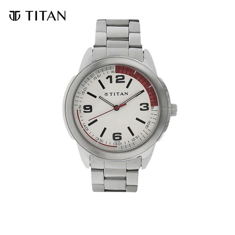 Titan Silver Dial Silver Stainless Steel Strap Men's Watch 1585SM01
